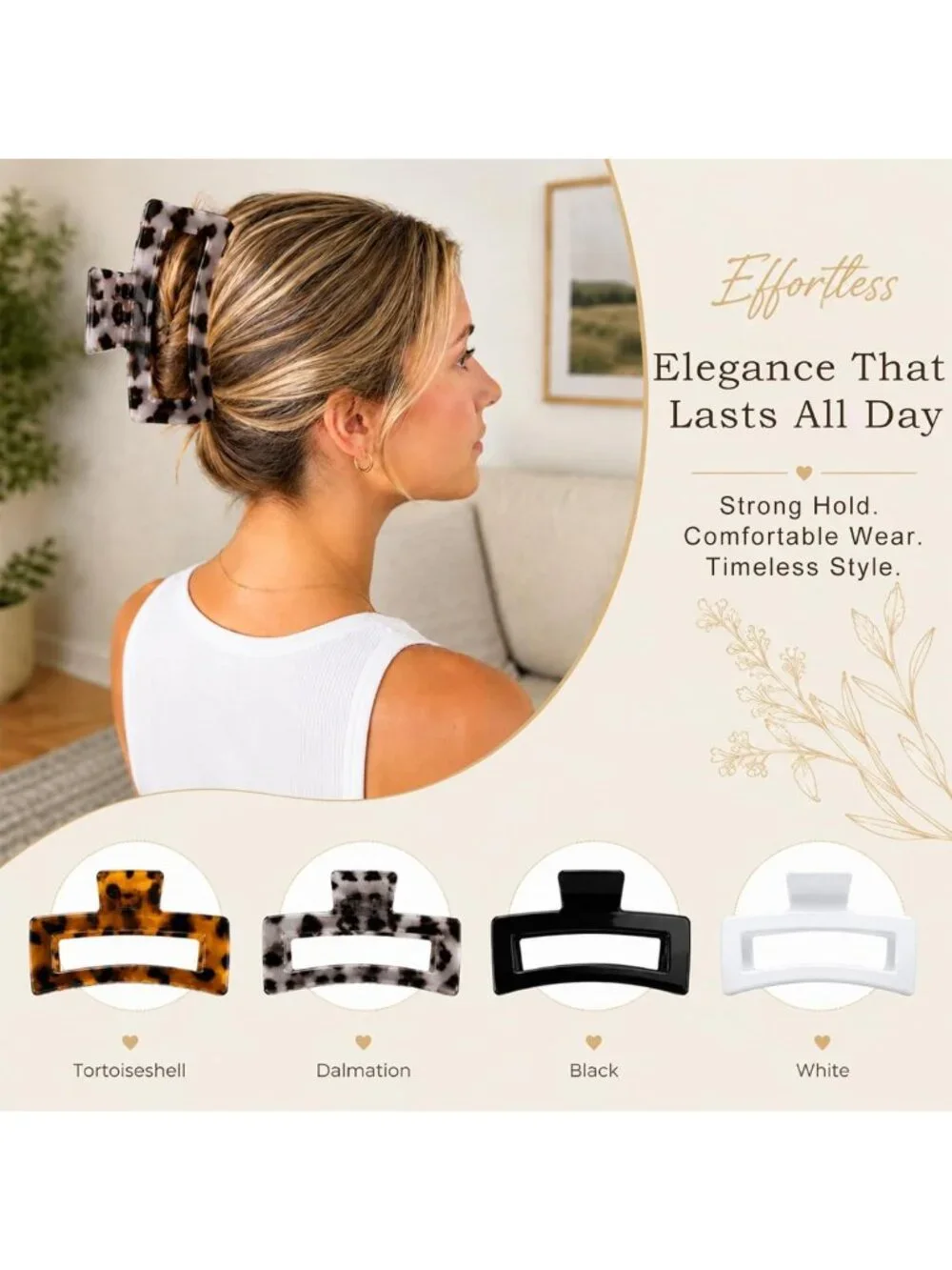 5-Inch XL Jumbo Claw Clips - 4-Pack Oversized Hair Accessories for Women